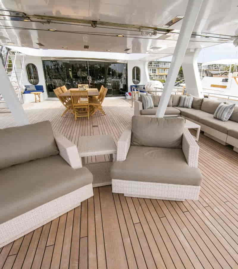 Aurora's outdoor decks and lounge areas