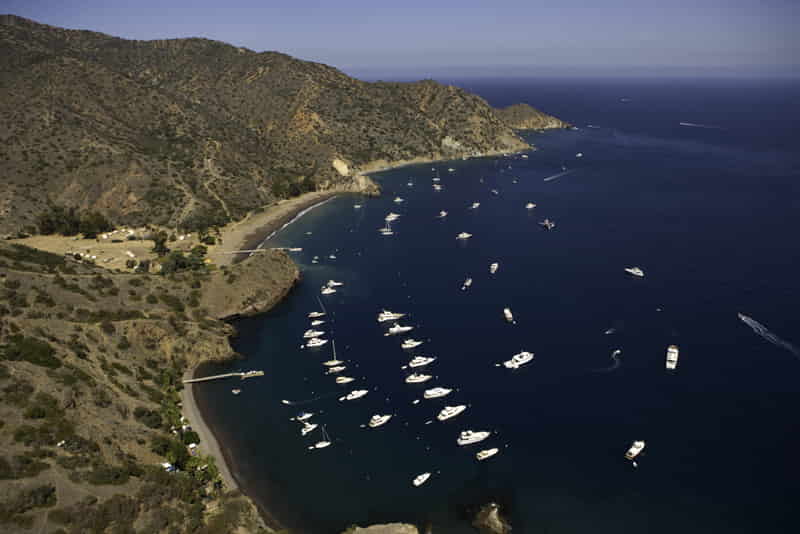 Clear water and moorings at Moonstone Cove on Catalina Island